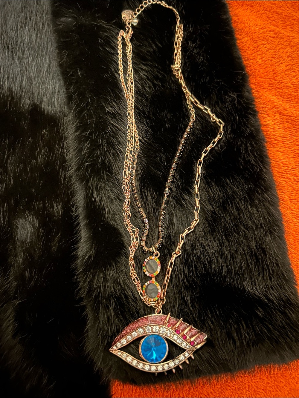 Gold-Tone Blue Evil Eye Pendant Necklace - Women Jewelry betsey Johnson
